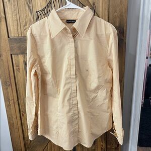 New York & Company Beige Striped Button-Up Shirt. NWT XL